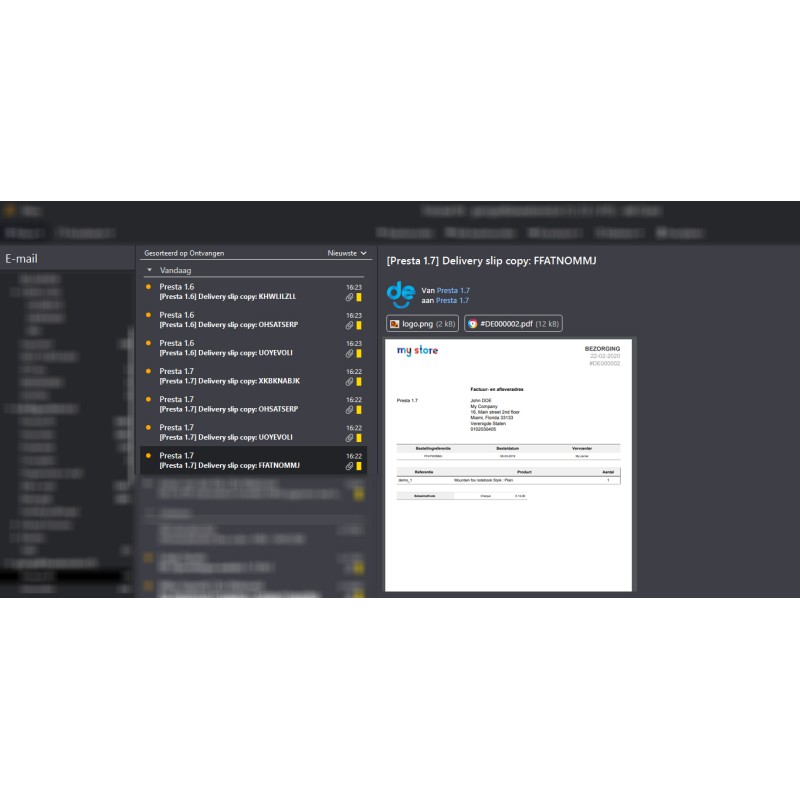 Pakbon kopie pdf e-mail